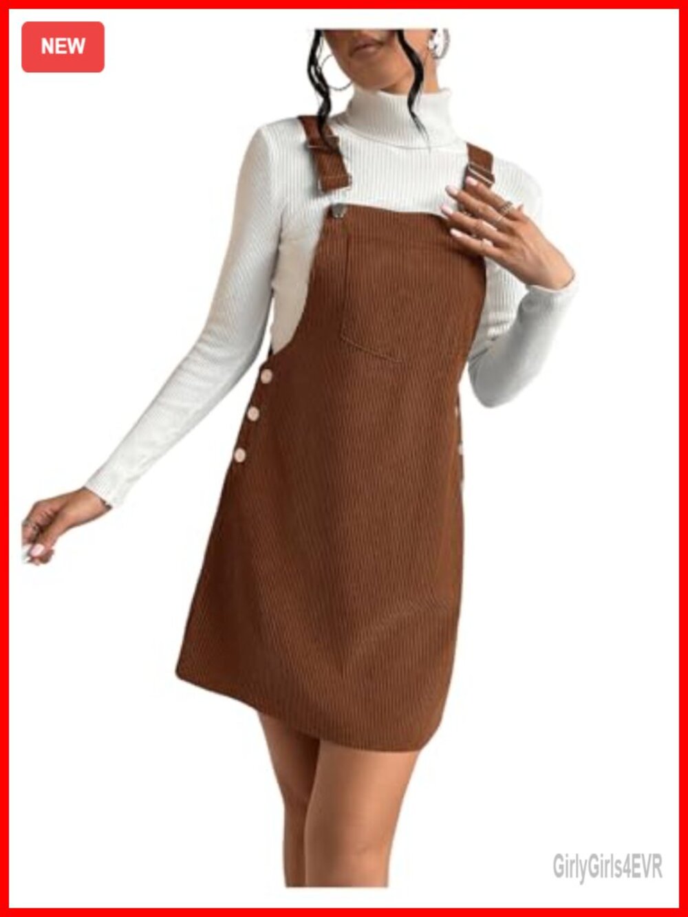 Corduroy Sleeveless Pinafore Overall Dress Adjustable Straps Pocket
